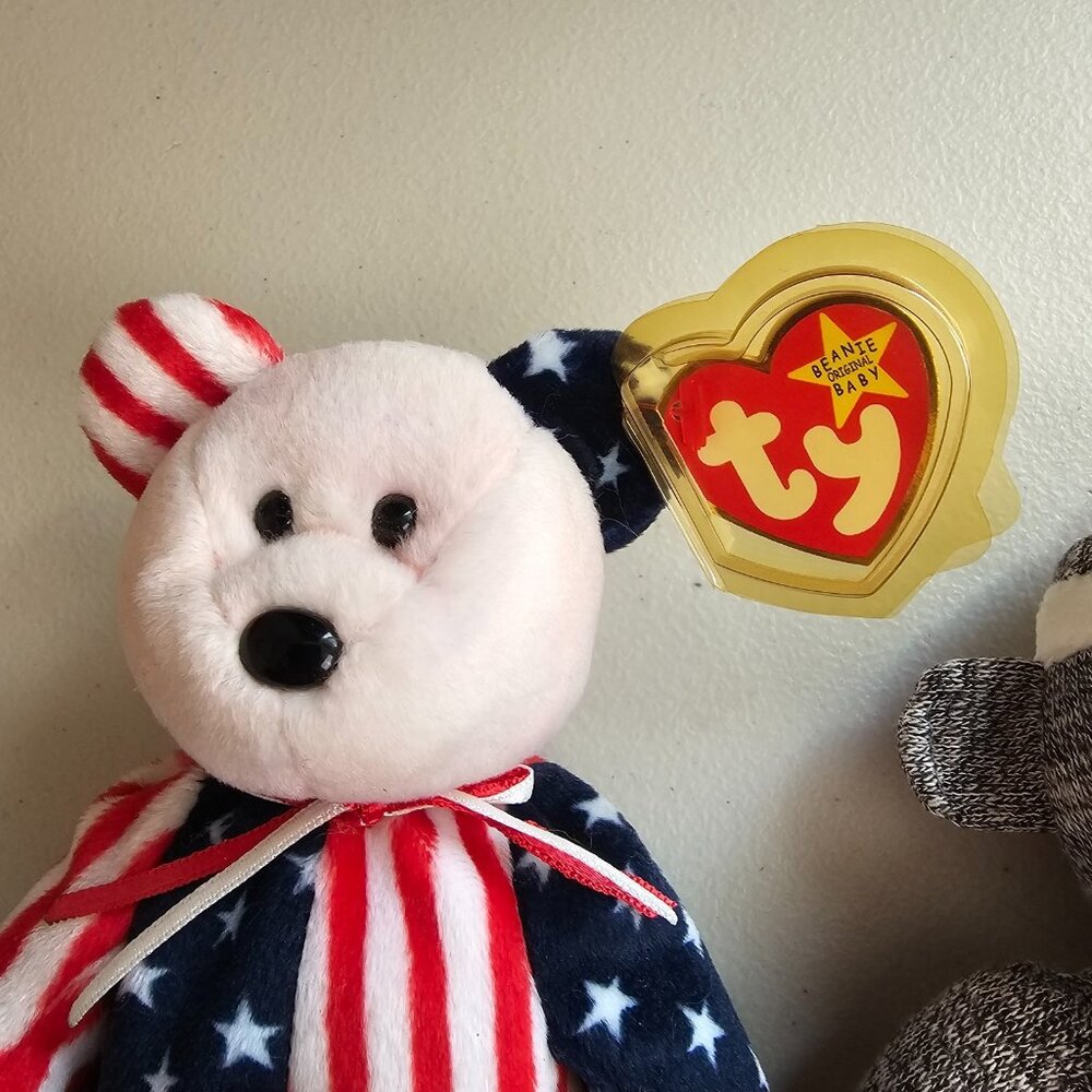Ty Beanie Babies Lot 3 Spangle Bear Socks Monkey Van Pyre Retired Plush - Picture 2 of 13